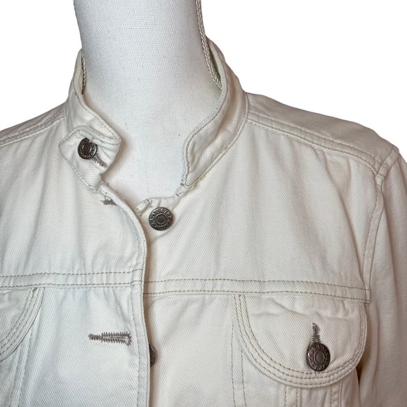Polo Jeans Co. White Jean Jacket Military Style  Libby Long Sleeve Cotton Large - Picture 11 of 13